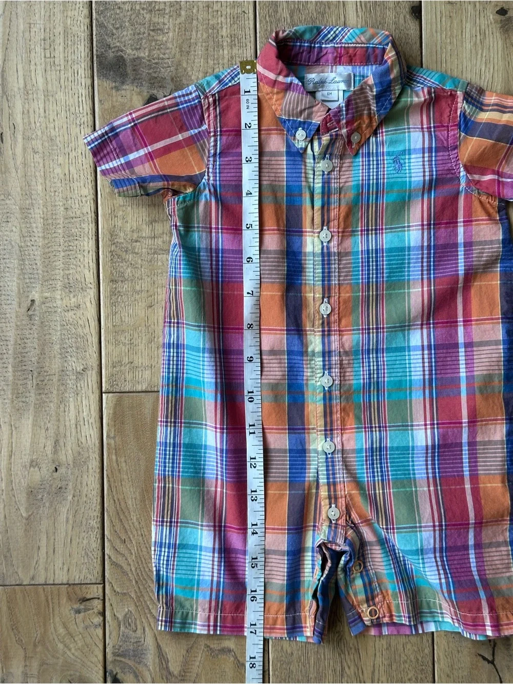 Ralph Lauren Plaid Cotton Button Down Shortall size 6 Months